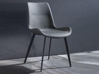  极简风格 优质PU皮 碳素钢脚 灰色 餐椅（单把价格 需双数购买 单数不发货）