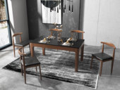 卡罗亚 现代简约 1.4米 实木+火烧石餐桌 