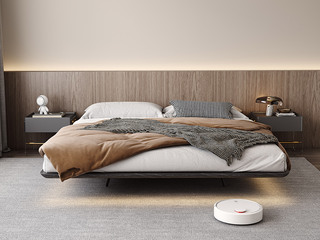  极简风格 北美进口白蜡木+自动感应灯（建议床下预留电源插座）+碳素钢 1.8*2.0米床（悬浮床 不含床头）