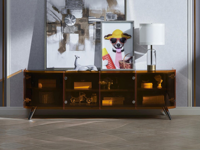  美克家居旗下品牌未来纪电视柜 意式极简 实木金属大胆融合 为居家艺术提供更多可能