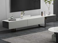 诺美帝斯 极简风格 优质白蜡木+高亮烤漆 防刮耐磨大理石台面 2.2米 电视柜