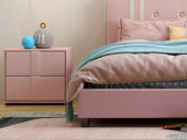帕帕猫 简美风格 超纤皮 粉色 儿童床头柜