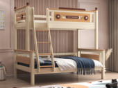 帕帕猫 简美风格 北美红橡木+松木床板条 环保健康 儿童床 典雅白 1.2*1.9米子母床