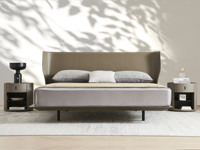 Milantti 米兰蒂 极简风格 精选优质超纤马鞍皮 优美弧形床头设计 1.8*2.0米床（搭配10公分钢木排骨架）