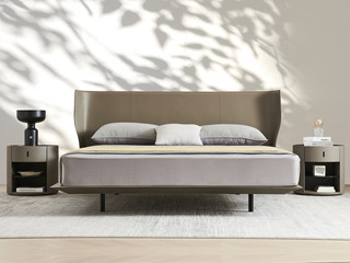  极简风格 精选优质超纤马鞍皮 优美弧形床头设计 1.8*2.0米床（搭配10公分钢木排骨架）