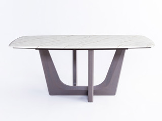  极简风格 高品质高颜值 耐磨抗菌 大理石 灰胡桃木皮 1.4米 餐桌