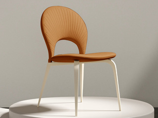  极简风格 纳帕皮艺+高密度海绵+碳素钢 橙色 餐椅（单把价格 需双数购买 单数不发货）