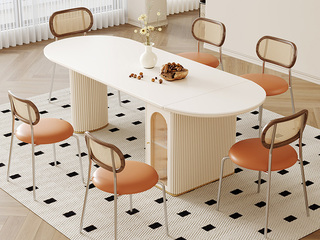  极简 碳素钢+实木+藤编织+环保纳帕皮 橙色 餐椅（单把价格 需双数购买 单数不发货）
