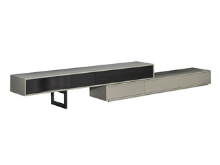  极简风格 五金脚+多层实木板 2.4米 拉伸电视柜
