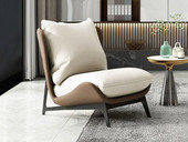 歌迪 现代简约 沙发椅 牛奶绒+乳胶颗粒坐垫+羽绒靠包+碳素钢底架 棕色+米白 休闲椅