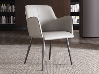  极简风格 超纤皮+五金架 浅灰色 餐椅（单把价格 需双数购买 单数不发货）
