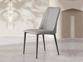 米勒 极简风格 优质皮艺+碳素钢脚架 灰色 软包餐椅