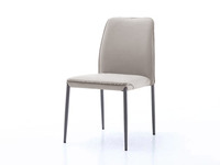 米勒 极简风格 优质皮艺+碳素钢脚架 米灰色 软包餐椅