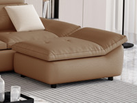 歌迪 现代简约 超宽扶手帆船沙发 柔软舒适 优质科技布 实木框架 高回弹海绵 羽绒填充柔软靠包 卡其色 脚踏