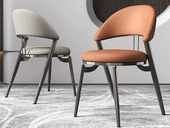 米勒 极简风格 优质皮艺+碳素钢脚架 橙色 软包餐椅