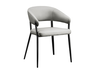  极简风格 皮艺+碳素钢脚架 浅灰色 餐椅 （单把价格 需双数购买 单数不发货）