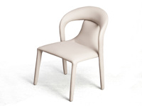 诺美帝斯 极简风格 皮艺+碳素钢脚架 米灰 餐椅 （单把价格 需双数购买 单数不发货）