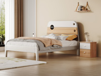 七彩童堡 原木风格 环保健康 纯实木 白色+胡桃色 儿童床 1.2米床 （搭配床板）