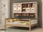 七彩童堡 原木风格 环保健康 纯实木 儿童床  1.5*2.0米书柜床（含书架）（搭配床板）
