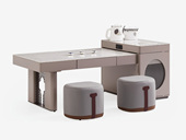 诺美帝斯 极简风格 防刮耐磨 纹理美观大气 亮光岩板 茶台(含2个布凳）