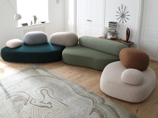  现代简约 Moroso鹅卵石沙发 异形创意设计组合 高端弹力麻布+高回弹海绵+定型棉+实木框架 4.7米 组合沙发