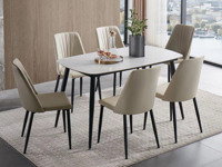 【现货】芝华仕 极简风格 奥尔维托 11mm加厚岩石桌面 马肚形餐桌（此产品有短途物流费）