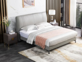 【现货】芝华仕  现代简约 奥尔胡斯真皮床   精选奢厚品质进口头层真皮  自主研发高回弹海绵填充柔软靠包 1.8*2.0米 高脚齐边床（此产品有短途物流费）