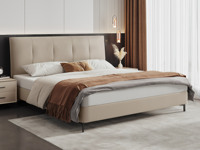 歌迪 极简风格 柔韧透气进口头层黄牛皮 柔和松软高回弹海棉 进口环保落叶松实木框架 1.5*2.0米 真皮床（搭配10公分松木排骨架）