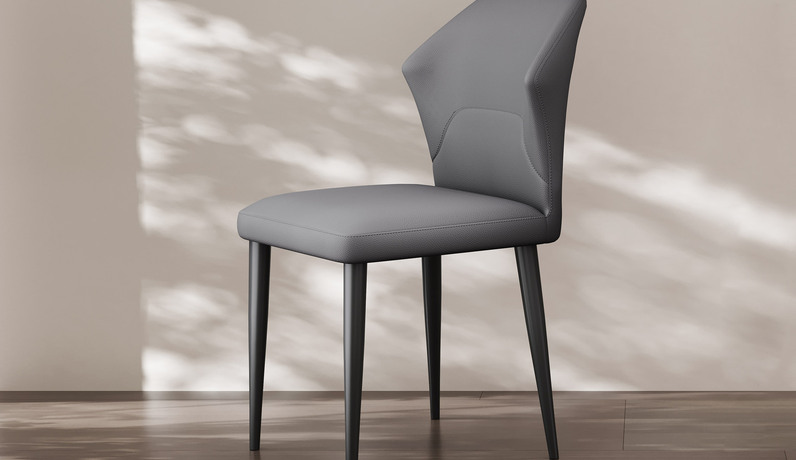 歌迪 极简风格 轻柔耐磨猫抓皮+碳素钢脚架 深灰色 餐椅（单把价格 需双数购买 单数不发货）