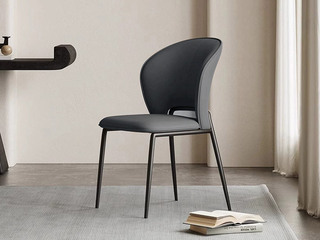  极简风格 优质皮艺+碳素钢脚架 深灰色 餐椅（单把价格 需双数购买 单数不发货）