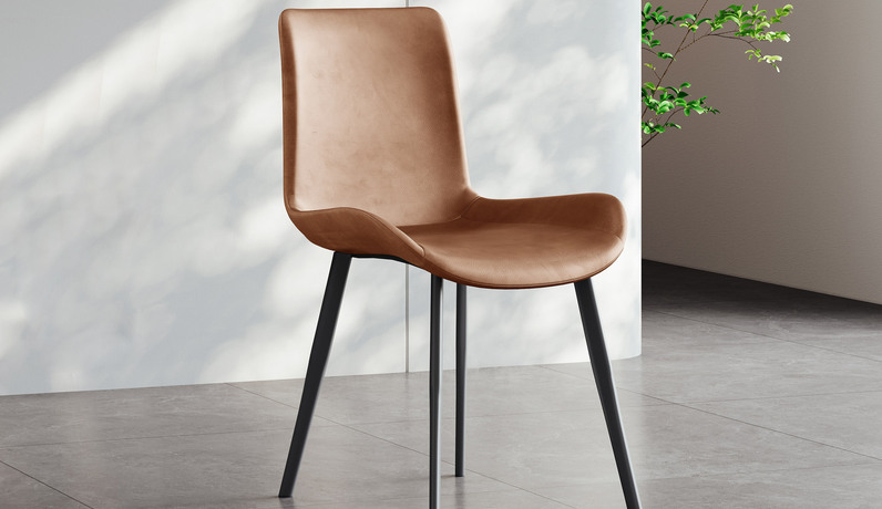 歌迪 极简风格 网红椅 肤感皮+碳素钢 橙色 餐椅（单把价格 需双数购买 单数不发货）