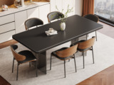 歌迪 极简风格 雅致精细黑色岩板+优质钢琴烤漆宽大桌面 稳定承重“T”字形透明亚克力桌腿 打造轻盈设计感 1.6米 餐桌