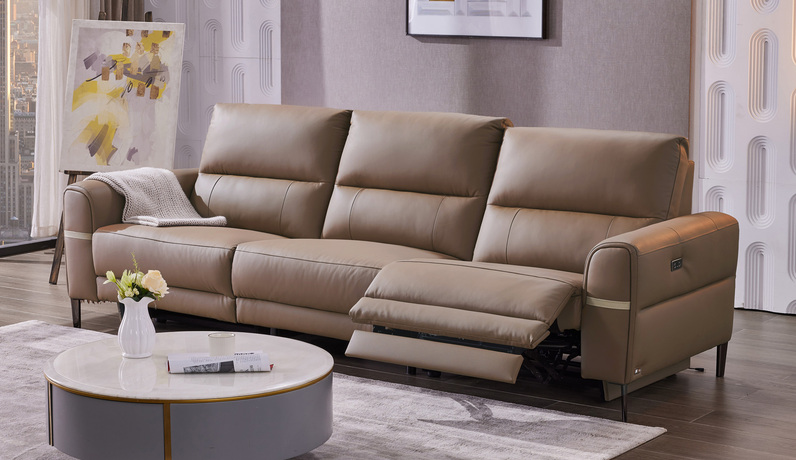 芝华仕 旗舰款 现代简约 全面升级零靠墙电动功能位 奥兰多真皮功能沙发 精选天然头层黄牛皮 透气舒适 饱满高密度海绵 可可棕 左功能位三人沙发（此产品有短途物流费）