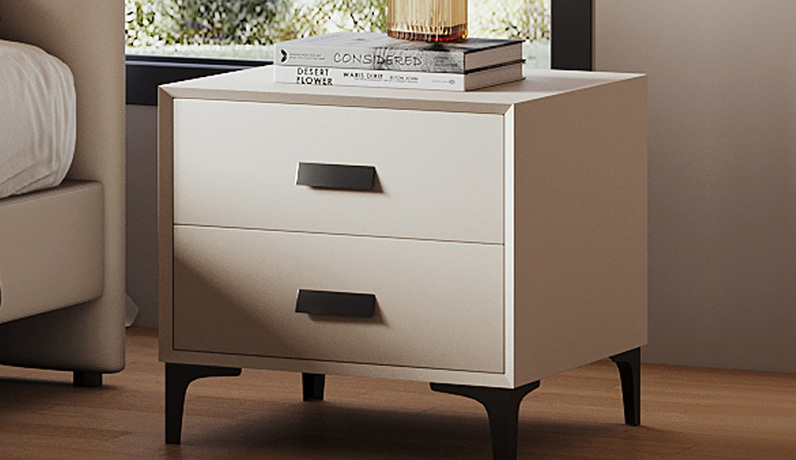 歌迪 极简风格 扪皮+全实木柜体 床头柜