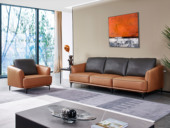 CBD 国际知名品牌 现代简约头层牛皮 进口天然云杉木柔软舒适靠包 1+3人位沙发组合（此产品有短途物流费）