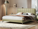 歌迪 极简风格 高定头层黄牛皮 高密度高回弹海绵 俄罗斯进口落叶松实木框架 1.5*2.0米 米绿色 床（搭配10公分松木排骨架）