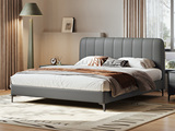 歌迪 极简风格 抗皱耐撕拉仿真皮 高密度高回弹海绵 俄罗斯进口落叶松实木框架 1.8*2.0米 蓝灰色 床（搭配10公分松木排骨架）