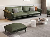 诺美帝斯 极简风格 高定头层黄牛皮 真皮沙发 耐磨抗撕拉 高密度Q弹海绵 进口俄罗斯松木框架 墨绿色 三人位+脚踏 组合沙发（整体沙发，下单前需确认电梯和楼梯尺寸）