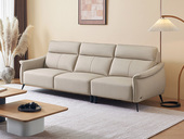 左右沙发 极简风格 甄选柔软细腻头层牛皮 加高一体靠包完美贴合 流线扶手设计 双层海绵填充 奶茶色 直排沙发 三人沙发（此产品有短途物流费）