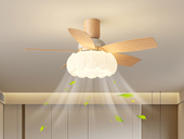 【包邮】光饰界 中古奶油风格 铁艺+PE灯罩 餐厅卧室系列FS6009 三色 FS6009-羽毛吸 原木色 42寸直叶风扇灯(含光源 36W*2)（内蒙古，新疆，西藏，青海，甘肃、宁夏等地区不包邮 运费请咨询客服）