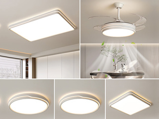 【包邮】 现代简约风格 铁艺+亚克力 客厅卧室系列 全屋套餐D2423-三室两厅-三色无极天猫 哑白 吸顶灯（内蒙古，新疆，西藏，青海，甘肃、宁夏等地区不包邮 运费请咨询客服