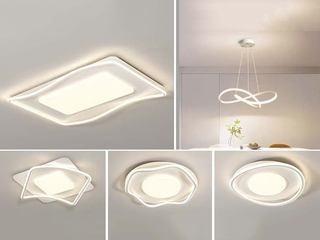 【包邮】 现代简约风格 铁艺+铝材+亚克力 客厅卧室系列 全屋套餐JD2390-三室两厅-三色 白色 吸顶灯（内蒙古，新疆，西藏，青海，甘肃、宁夏等地区不包邮 运费请咨询客服