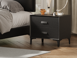 歌迪 极简风格 扪皮+全实木柜体 黑色 床头柜
