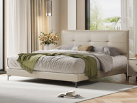 歌迪【热门推荐】极简风格 高定头层黄牛皮 0靠墙设计 极致省空间 告别拥挤感 高密度海绵饱满有型软弹释压+5A级俄罗斯落叶松实木框架 卡其色普通款 1.5*2.0米齐边床（搭配10公分松木排骨架）