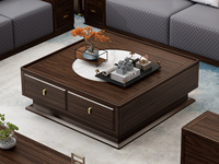 檀雅居 新中式 甄选进口金丝檀+乌金木 细腻柔滑岩板 厚实框架方正美学 四周围边防掉落 乌金色 1.2米 茶几