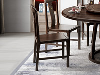 檀雅居 新中式 进口乌金木 镂空鱼鳞纹装饰 乌金色 餐椅（单把价格 需双数购买 单数不发货）