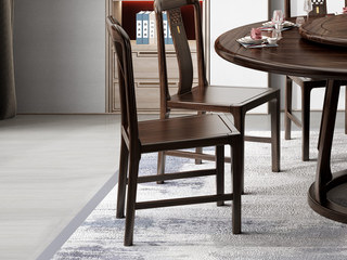  新中式 进口乌金木 镂空鱼鳞纹装饰 乌金色 餐椅（单把价格 需双数购买 单数不发货）