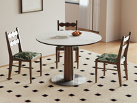 罗曼仕 极简风格 细腻顺滑白色岩石岩板 北美进口白蜡木 纤细桌腿宽阔空间 1.1米餐桌