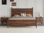 梵木悦语 中古风 进口红斑马 质感柔润纹理自然 条纹装饰自然美观 1.8*2.0米 实木床（搭配满铺油漆床板）