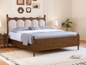 梵木悦语 中古风 进口非洲红斑马 细腻滑嫩雪尼尔绒布 钢琴键高弹软包 高密度海绵舒适柔软 1.8*2.0米 实木床（搭配满铺油漆床板）